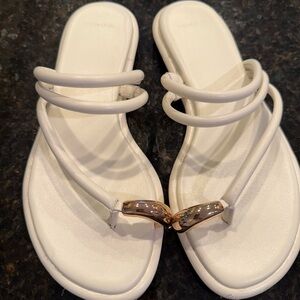 Vince Elegant White Sandals with Gold Accent
